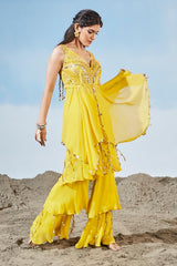 Yellow Fantasy Sharara set