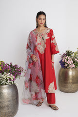 Laal Bootedaar Kurta Set