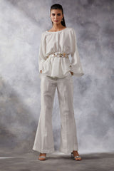 Ivory Belted Peplum Co-ord Set