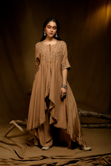 Golden Beige Cape with Dhoti Pants
