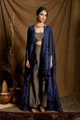 Navy Blue High-Low Cape Set