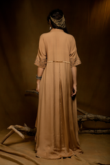 Golden Beige Cape with Dhoti Pants