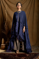Navy Blue High-Low Cape Set
