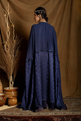 Navy Blue High-Low Cape Set