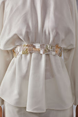 Ivory Belted Peplum Co-ord Set