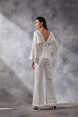 Ivory Belted Peplum Co-ord Set