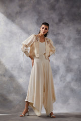 Beige Jumpsuit with Shrug