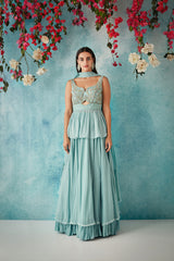 Aqua Peplum & Lehenga Set