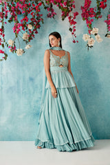 Aqua Peplum & Lehenga Set