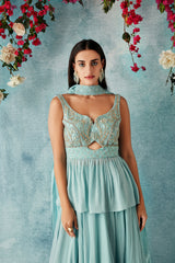 Aqua Peplum & Lehenga Set