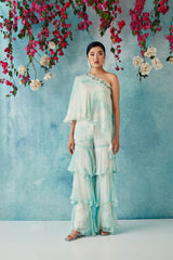 Aqua Botched Dye Three Layered Pants Set