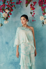 Aqua Botched Dye Three Layered Pants Set