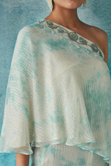 Aqua Botched Dye Three Layered Pants Set