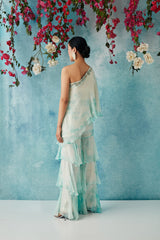 Aqua Botched Dye Three Layered Pants Set