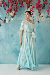 Oceanic Botched Dye Belted Dress