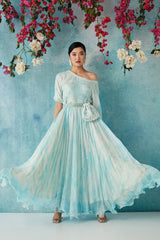 Oceanic Botched Dye Belted Dress