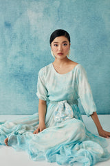 Oceanic Botched Dye Belted Dress