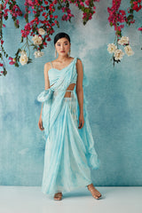 Oceanic Botched Dye Belted Saree