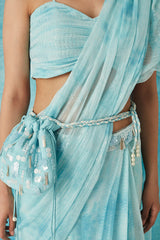 Oceanic Botched Dye Belted Saree