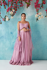 Mauve Structured Blouse & Skirt Set