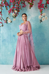 Mauve Structured Blouse & Skirt Set