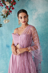 Mauve Structured Blouse & Skirt Set