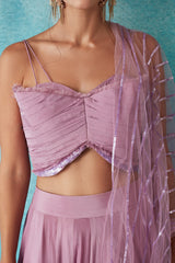 Mauve Structured Blouse & Skirt Set