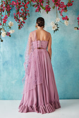 Mauve Structured Blouse & Skirt Set