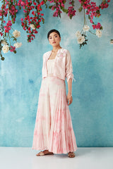 Flamingo Pink Botched Dye Jumpsuit and Shrug