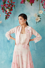 Flamingo Pink Botched Dye Jumpsuit and Shrug