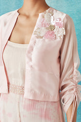 Flamingo Pink Botched Dye Jumpsuit and Shrug