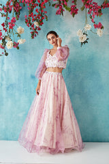 Lilac Botched Dye Crop top & Skirt Set