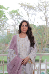 Lilac Bloom Kurta Set