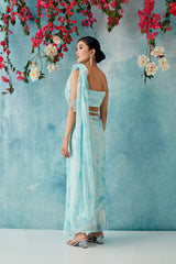 Oceanic Botched Dye Belted Saree