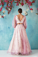 Lilac Botched Dye Crop top & Skirt Set